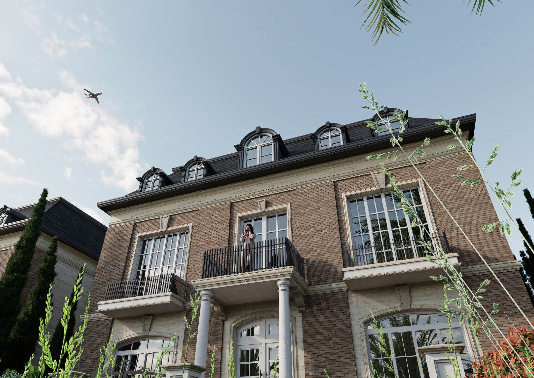 Villa Type C brick facade against an open sky